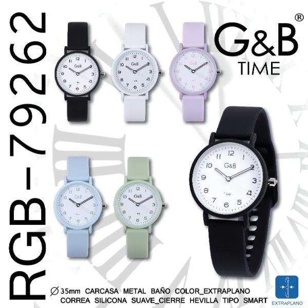 RELOJ GB UNISEX SILICONA REDONDO ESFERA BLANCA - Image 2