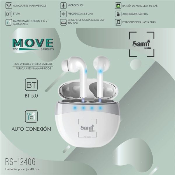 AURICULAR SAMI - MOVE TWS - 50MAH - C/ CARGADOR 400MAH C/ IND. - Image 2