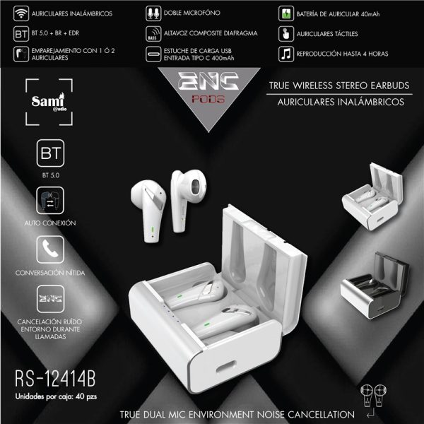 AURICULAR SAMI TWS ENC PODS TWS 40MAH +CARGADOR 400MAH - CANC. RUIDO LLAMADAS - Image 2