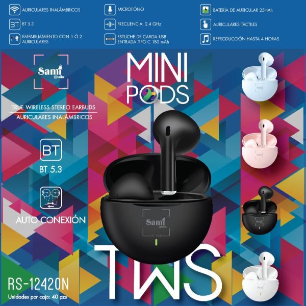 AURICULAR SAMI MINI PODS TWS 25MAH C/CARGADOR 180MAH - Image 2