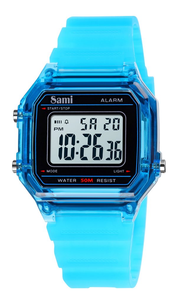 RELOJ SAMI VINTAGE LCD WR50M CORREA/CARCASA TRANSP.