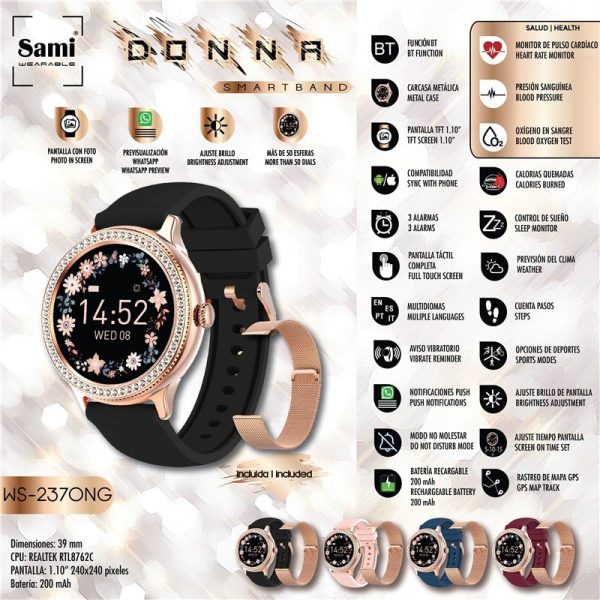 RELOJ SAMI WEARABLE SMARTWATCH DONNA REDONDO C/PIEDRAS - Image 2