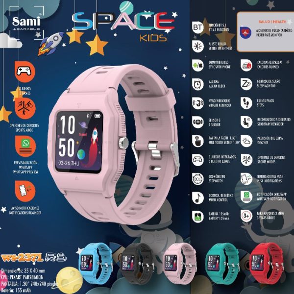 RELOJ SAMI WEARABLE SMARTWATCH SPACE KIDS ROSA - Image 2