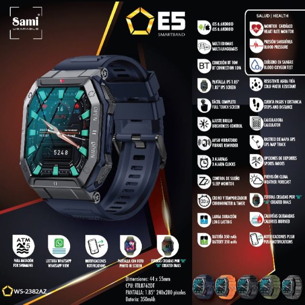 Reloj Sami wearable smartband E5 5ATM azul