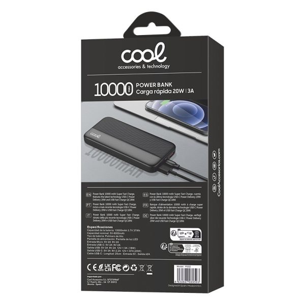 Bateria Externa Universal Power Bank 10.000 mAh COOL (3A / 20W PD) Negro - Image 6