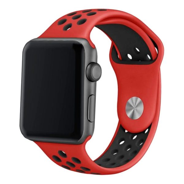 Correa COOL para Apple Watch Series 1 / 2 / 3 / 4 / 5 / 6 / 7 / 8 / SE (42 / 44 / 45 mm) Sport Rojo-Negro