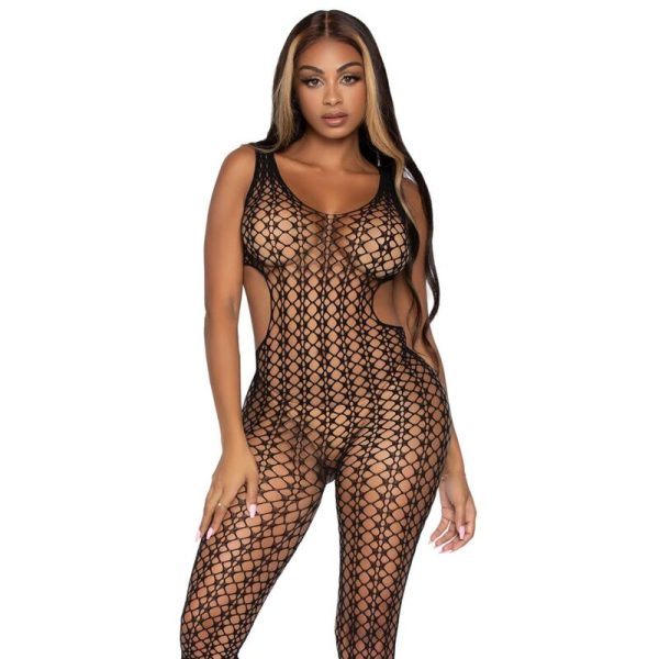 LEG AVENUE LATTICE NET BODYSTOCKING TAMANHO ÚNICO