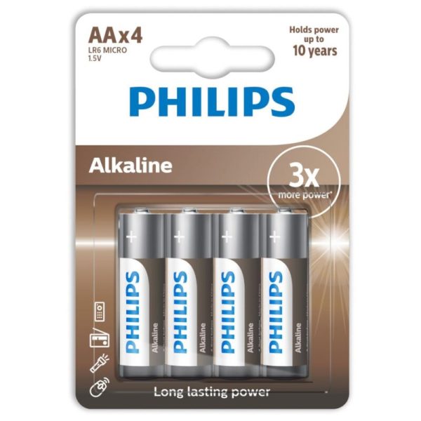 PILHAS ALCALINAS PHILIPS AA LR6 PACK 4