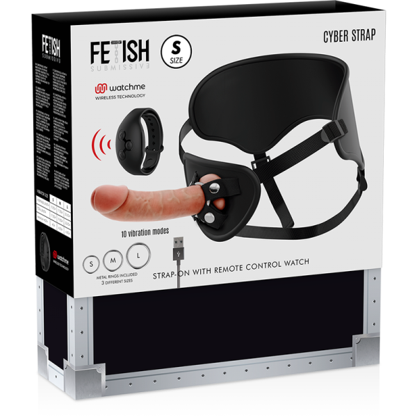 FETISH SUBMISSIVE CYBER STRAP - ARNÊS COM TECNOLOGIA DILDO WATCHME S DE CONTROLE REMOTO - Image 12