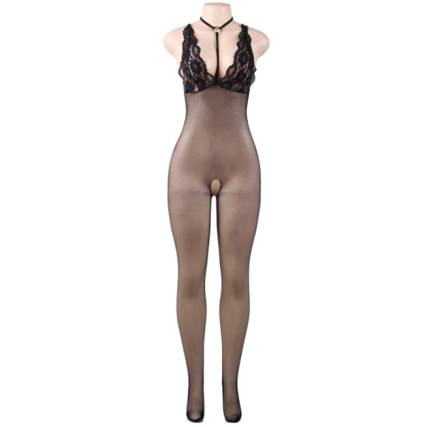 QUEEN LINGERIE FISHNET SHEER OPEN CROTH BODYSTOCKING SL - Image 5