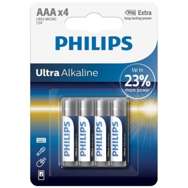 BATERIA PHILIPS ULTRA ALCALINA AAA LR03 4 UNIDADE