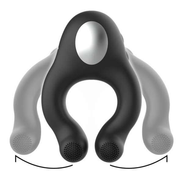 BLACK&SILVER - ANEL VIBRADOR DE SILICONE 3 MOTORES RECARREGÁVEIS PRETO - Image 4