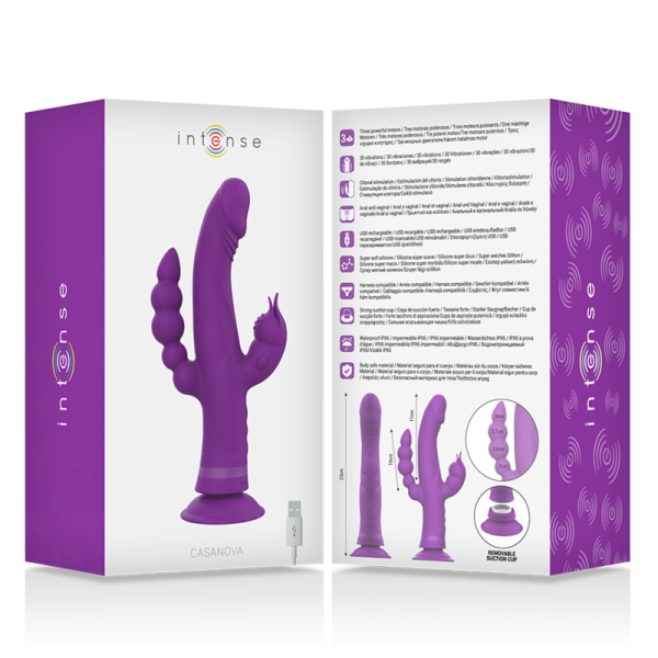 INTENSE - CASANOVA VIBRATOR RABBIT SILICONE TRIPLE ENGINE PURPLE - Image 7