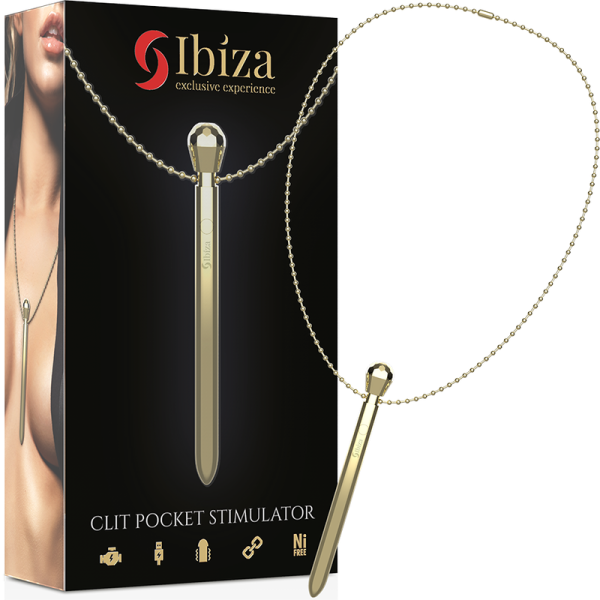 IBIZA - ESTIMULADOR DE BOLSO CLITÓRICO (COLAR) CARREGADOR USB 12 MODOS DE VIBRAÇÃO DOURADO 12,2 X 1,5 - Image 3