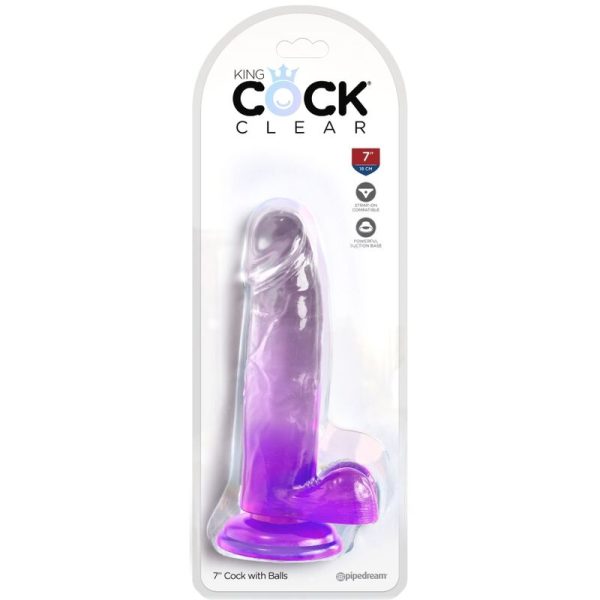 KING COCK CLEAR - PÊNIS REALISTA COM BOLAS 15,2 CM ROXO - Image 2