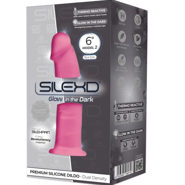 SILEXD - MODELO 2 PÊNIS REALISTA PREMIUM SILEXPAN SILICONE FLUORESCENTE ROSA 15 CM - Image 2