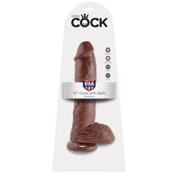 KING COCK 10" GALO CASTANHO COM BOLAS 25,4 CM