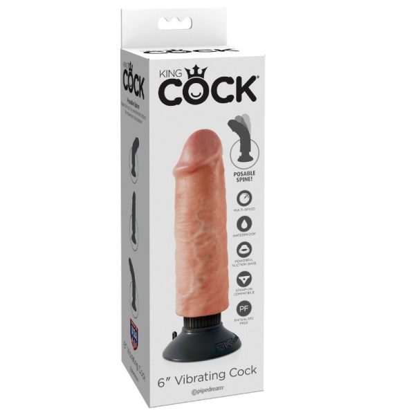 KING COCK - 6 "- 15,24 CM VIBRANTE CARNE DE GALO