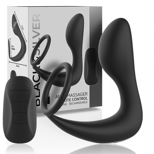 BLACK&SILVER - MASSAGER ANAL COM CONTROLE REMOTO SILICONE RECARREGÁVEL PRETO - Image 2