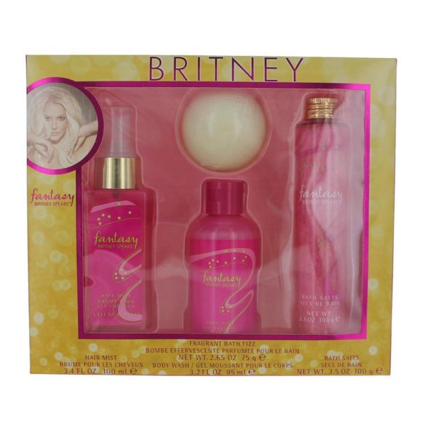 BRITNEY SPEARS FANTASY HAIR MIST 100ML + BODY WASH 95ML + BATH SALTS 100GR.