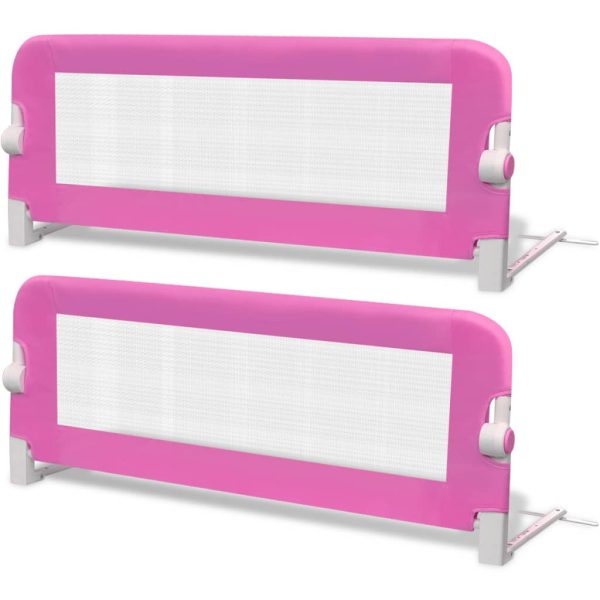 Barra de segurança para cama de criança 2 pcs 102x42 cm rosa - Image 2