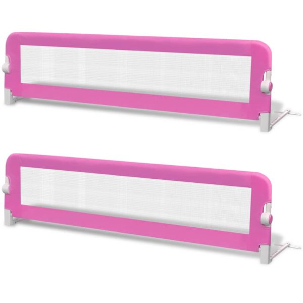 Barra de segurança para cama de criança 2 pcs 150x42 cm rosa - Image 2