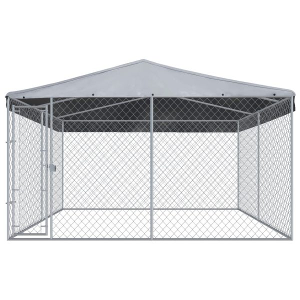 Canil de exterior com telhado 382x382x225 cm - Image 2