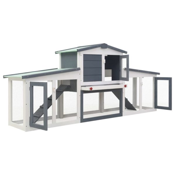Coelheira exterior grande 204x45x85cm madeira cinzento e branco - Image 2