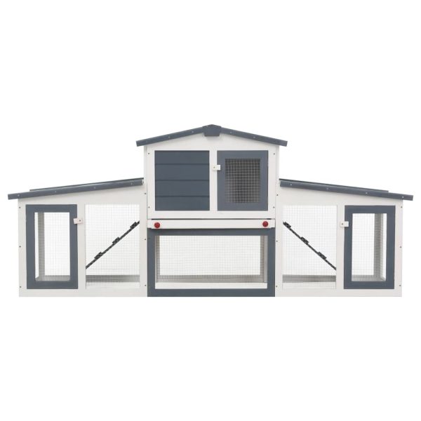 Coelheira exterior grande 204x45x85cm madeira cinzento e branco - Image 3