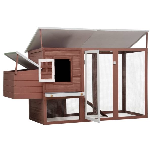 Galinheiro de exterior com gaiola para ovos madeira castanho - Image 3