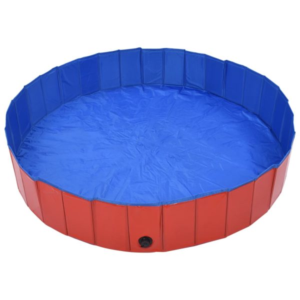 Piscina para cães dobrável 160x30 cm PVC vermelho - Image 3