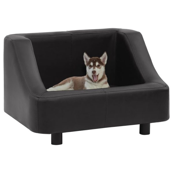 Sofá para cães 67x52x40 cm couro artificial preto