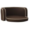 Sofá p/ cães dobrável 76x71x30 cm almofadão de linho castanho - Image 2
