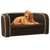 Sofá p/ cães dobrável 76x71x30 cm almofadão de linho castanho - Image 3