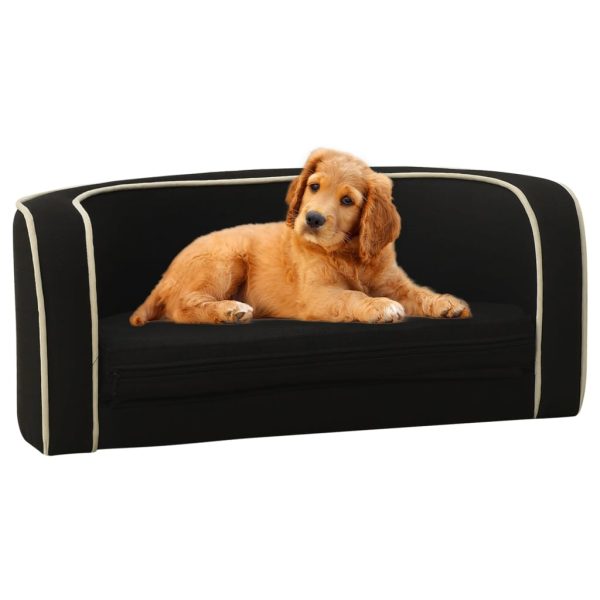 Sofá p/ cães dobrável 76x71x30 cm almofadão de linho preto - Image 3