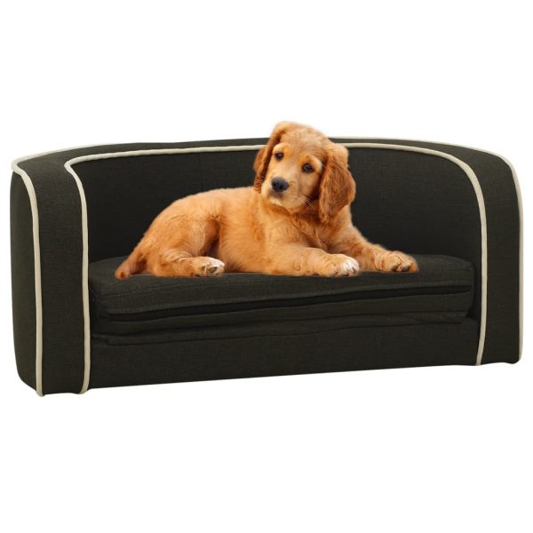Sofá p/ cães dobrável 76x71x30 cm almofadão linho cinza-escuro - Image 3