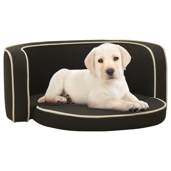 Sofá p/ cães dobrável 76x71x30 cm almofadão linho cinza-escuro