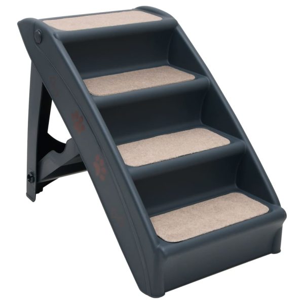 Escada para cães dobrável com 4 degraus cinzento-escuro - Image 2