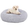 Almofadão lavável cães e gatos 70x70x15 cm pelúcia cinza-claro
