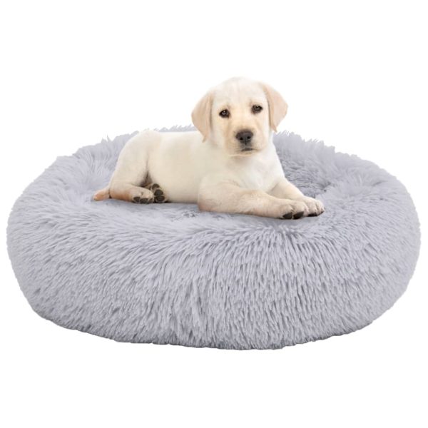 Almofadão lavável cães e gatos 70x70x15 cm pelúcia cinza-claro