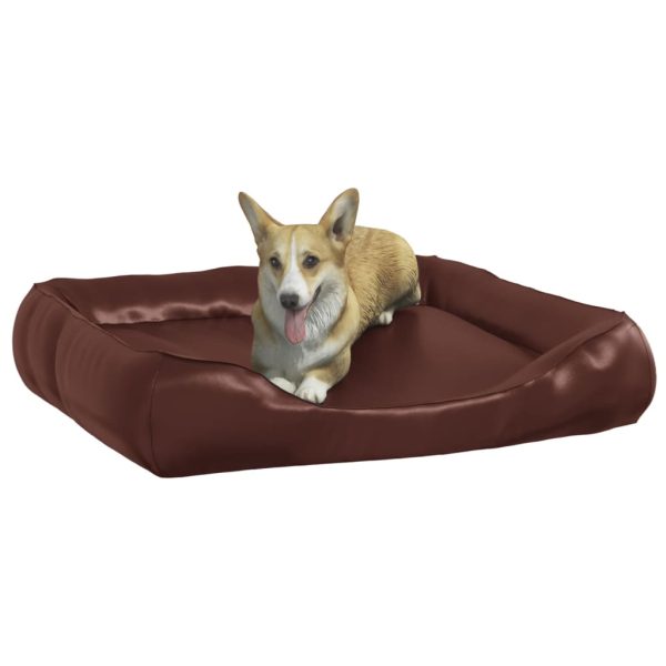 Cama para cães 80x68x23 cm couro artificial castanho - Image 3
