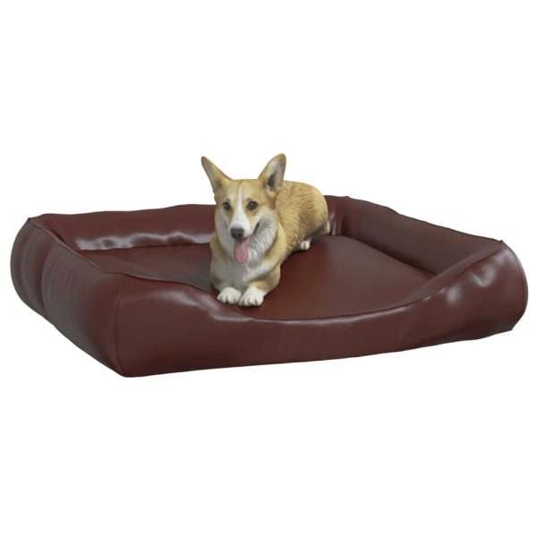 Cama para cães 120x100x27 cm couro artificial castanho - Image 3