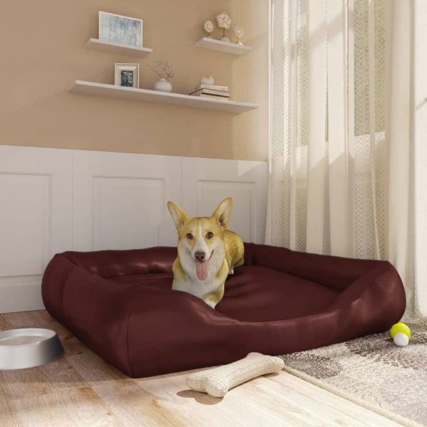 Cama para cães 120x100x27 cm couro artificial castanho