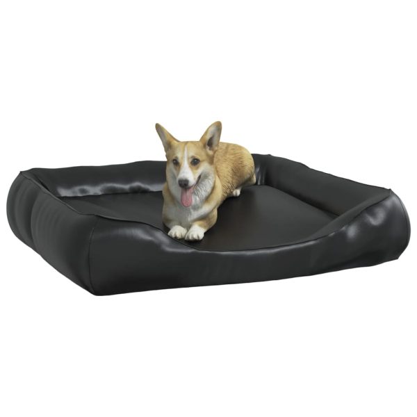 Cama para cães 105x80x25 cm couro artificial preto - Image 3