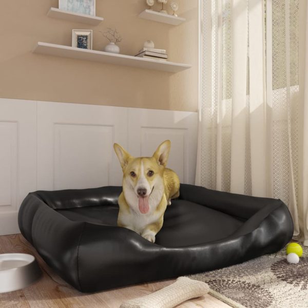 Cama para cães 105x80x25 cm couro artificial preto