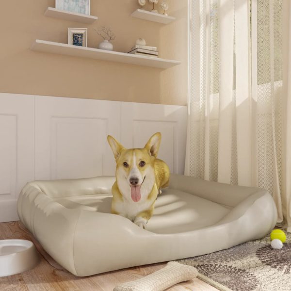 Cama para cães 105x80x25 cm couro artificial bege