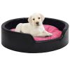 Ninho p/ cães 79x70x19cm pelúcia/couro artificial preto e rosa