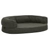 Cama p/ cães ergonóm. 75x53cm aspeto linho pelúcia cinza-escuro - Image 2