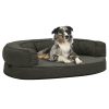 Cama p/ cães ergonóm. 75x53cm aspeto linho pelúcia cinza-escuro
