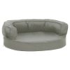 Cama para cães ergonómica 60x42 cm aspeto linho cinzento - Image 2
